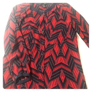 Women’s red and navy blouse